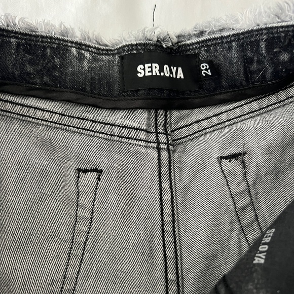 SER.O.YA. Distressed Wide Leg Jeans - Black - Picture 4 of 6